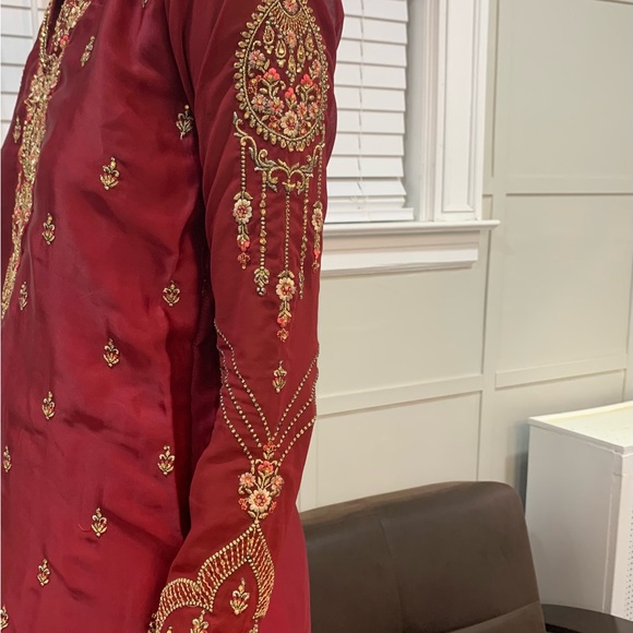 Fancy Pakistani Embellished Gharara Wedding Indian Party Wear Shalwar Kameez - Picture 6 of 11